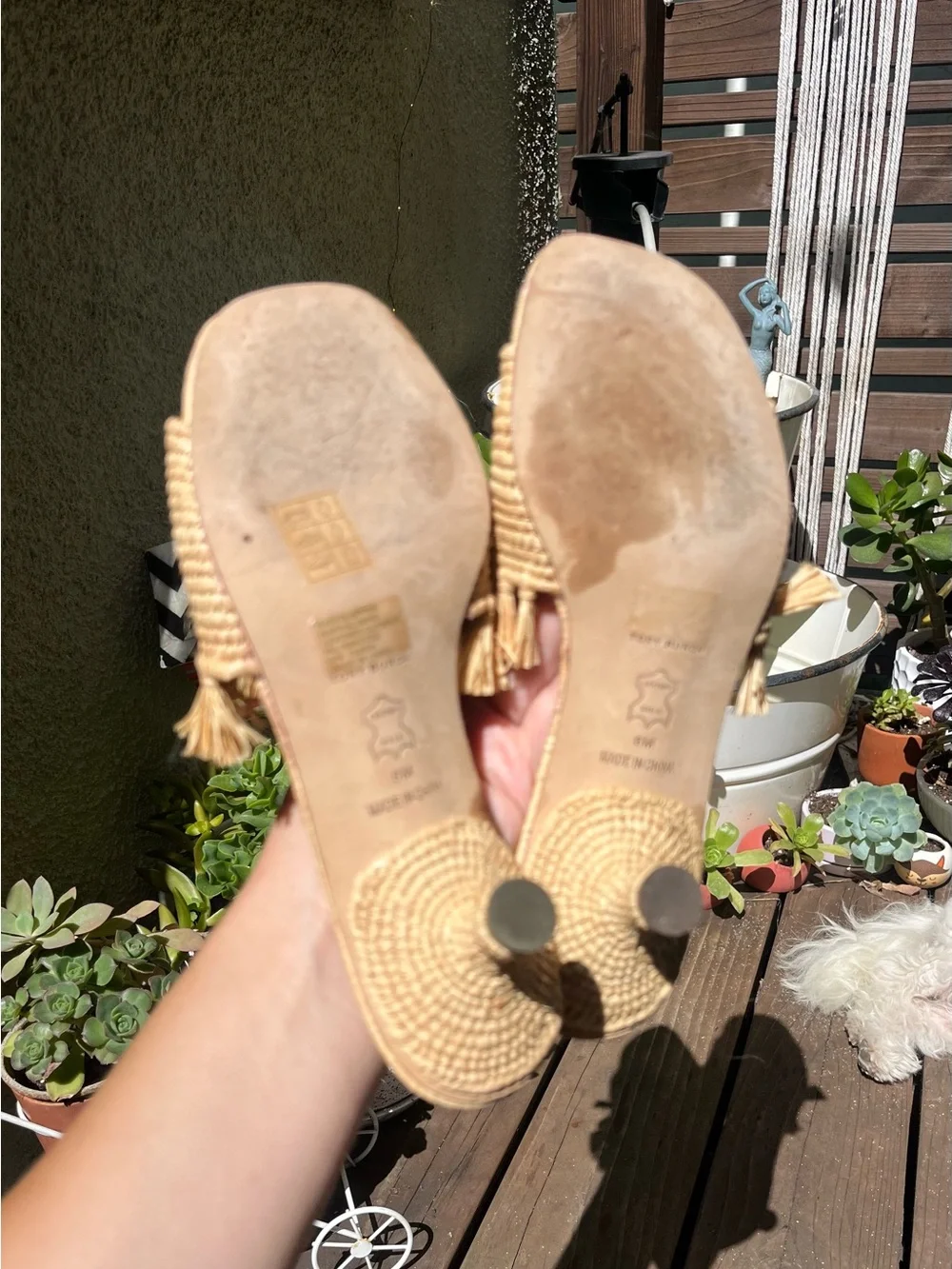 Tory Burch - Natural Raffia Slide Sandals with low heel